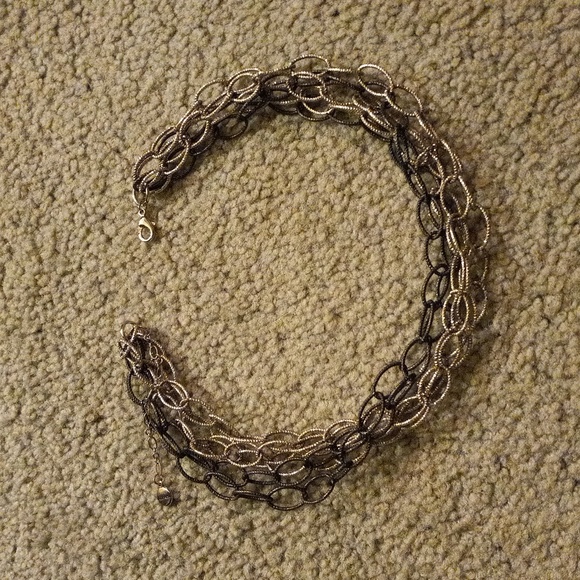 Alfani Silvertones multi-strand Large Link/Chain Necklace - Picture 2 of 7